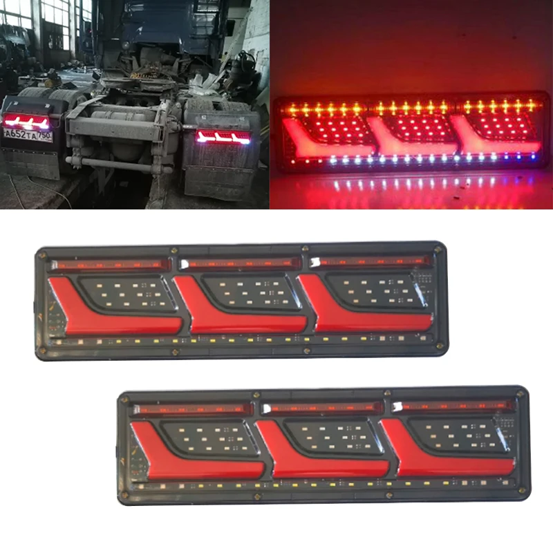

2Pcs 24V Waterproof Truck LED Rear Tail Light trailer Warning Lights Rear Taillight stop lorry Bus Brake Reverse turn lamp
