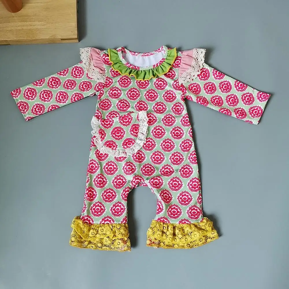 Новый стиль весенний комбинезон с оборками и длинными рукавами карманами одежда