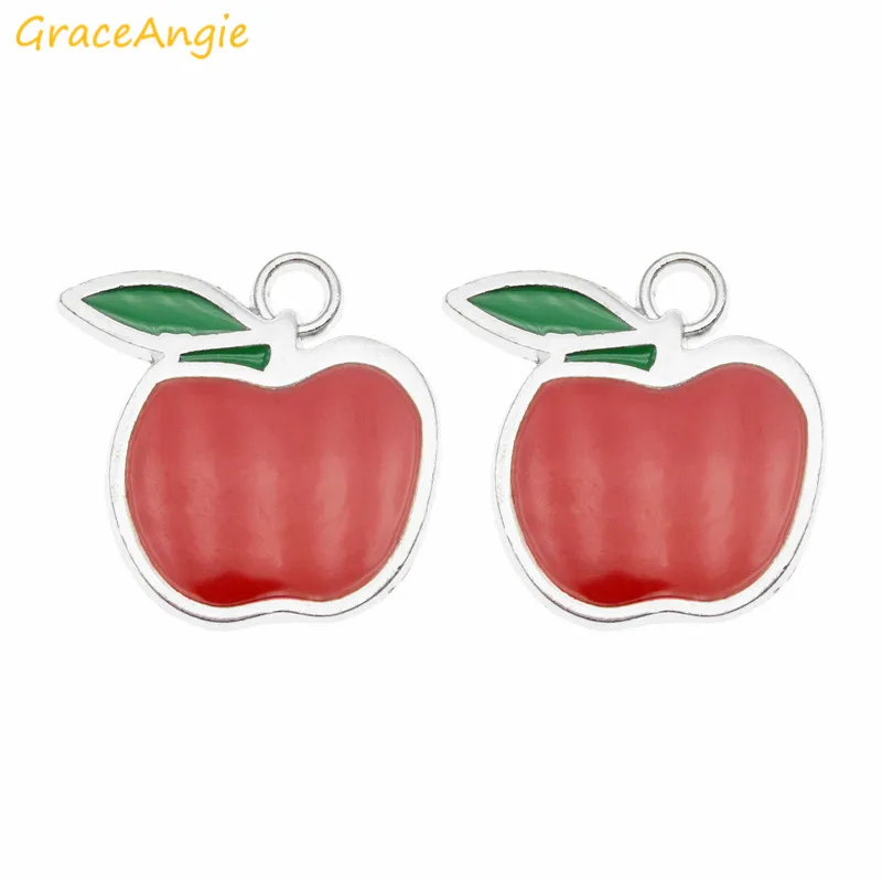 5 шт. эмалевые Подвески в виде красного яблока для изготовления ювелирных изделий