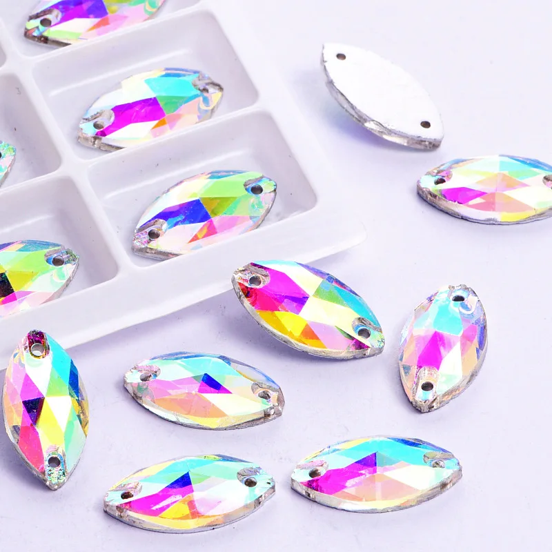 Navette стразы Пришивные с лошадью из стразов стекло для глаз шитье стразами белые