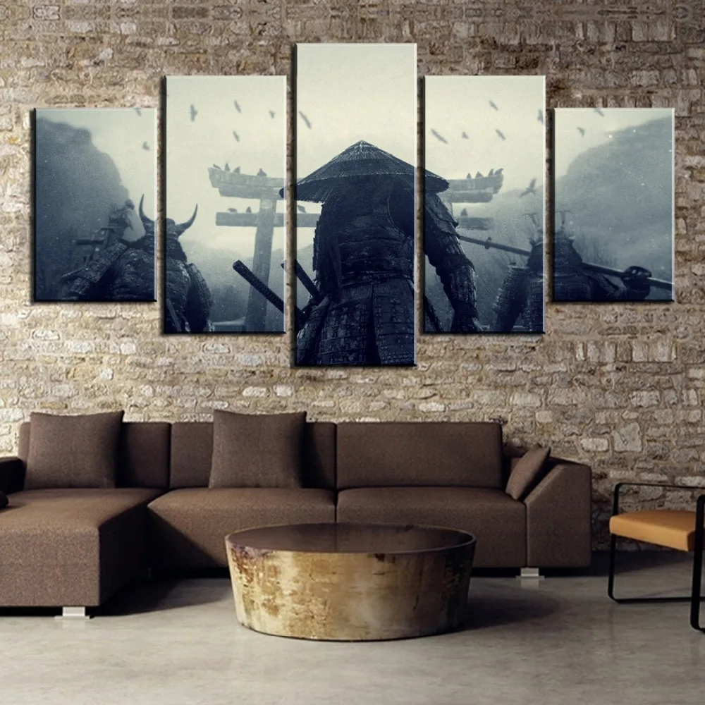 

5 Pieces Retro photo Samurai Painting Painting Canvas Wall Art Picture Home Decoration Living Room Canvas Painting obrazy plakat