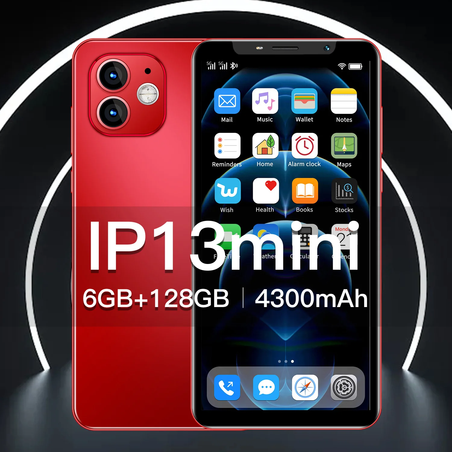

IP13MINI Smartphone 18MP+21MP 6GB+128GB 4.72 Inch Full Display Android 10 4300mAH Global Version 5G Network Mobile Phone