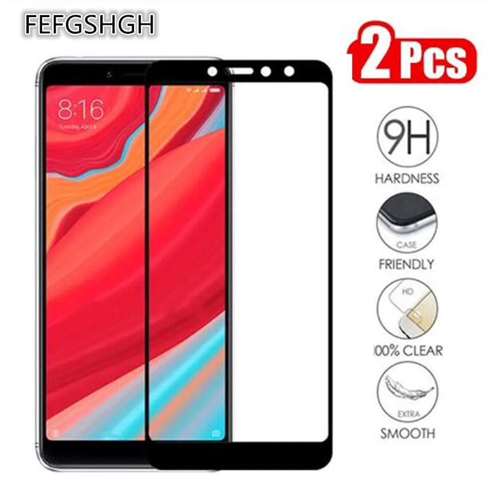 2 упаковки закаленное стекло с полным покрытием для Xiaomi Redmi S2 защита экрана 9H