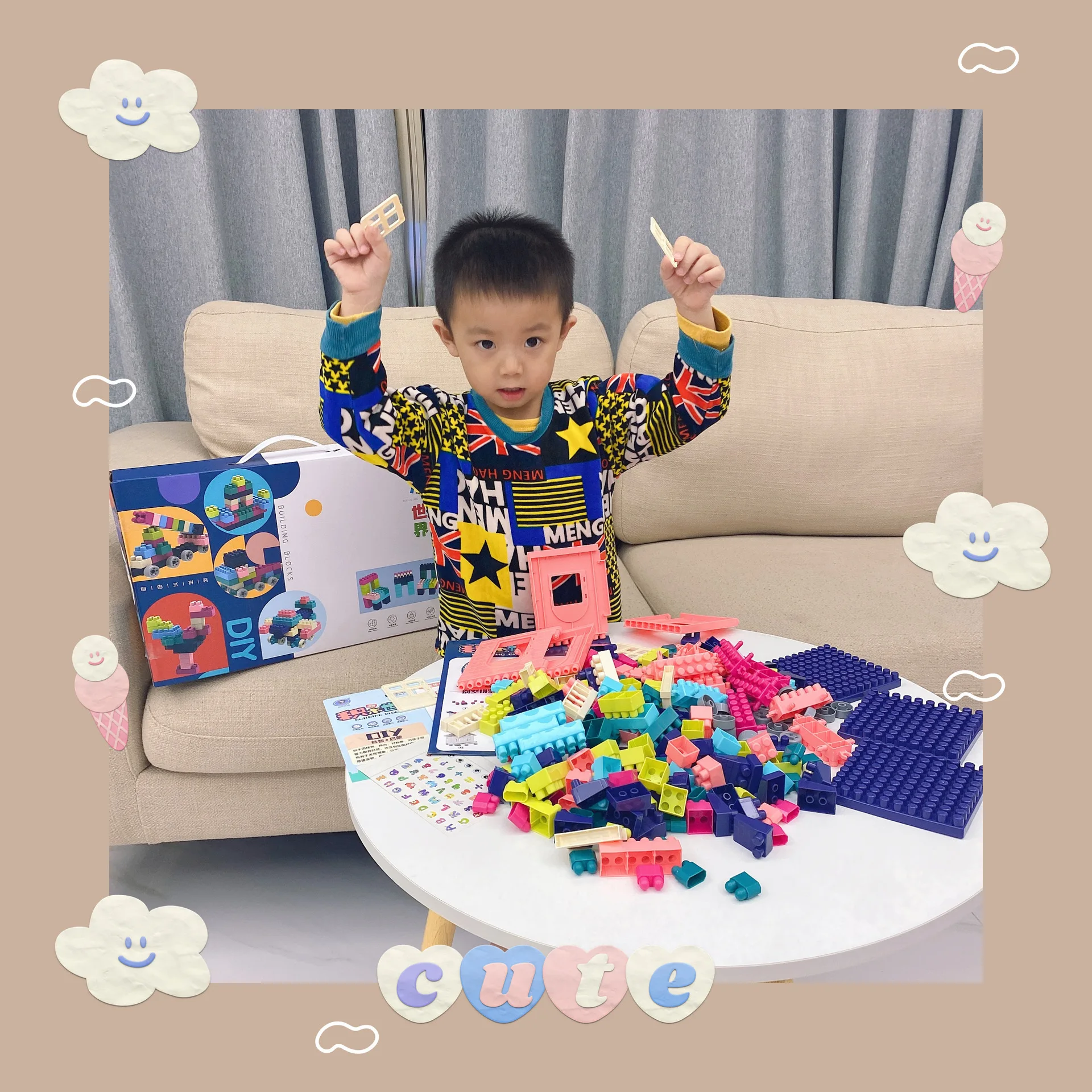 

Children Assembled Particle Building Blocks House Ferris Wheel Kindergarten Educational Toy Gift Construction Toys