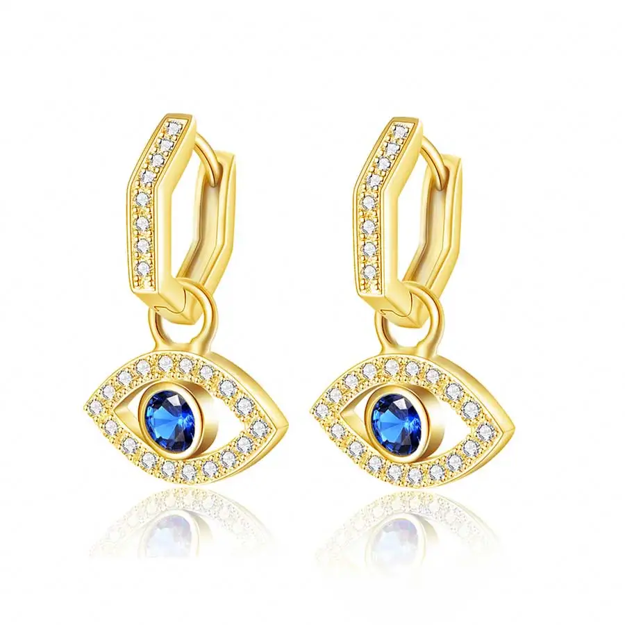 KALETINE Evil Eye падение серьги 925 Sterlng Серебряный Модные украшения милый синий камень заявление серьги для Для женщин аксессуары - Окраска металла: Золотой цвет