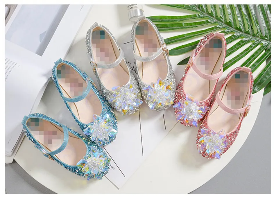 Блестящие вечерние сандалии принцессы с кристаллами для девочек маленькие