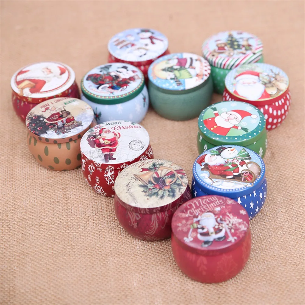 

1Pc Christmas Iron Box Santa Claus Snowman Mini Tin Gift Box Cookies Candy Boxes for Party Baby Shower Wedding Favours