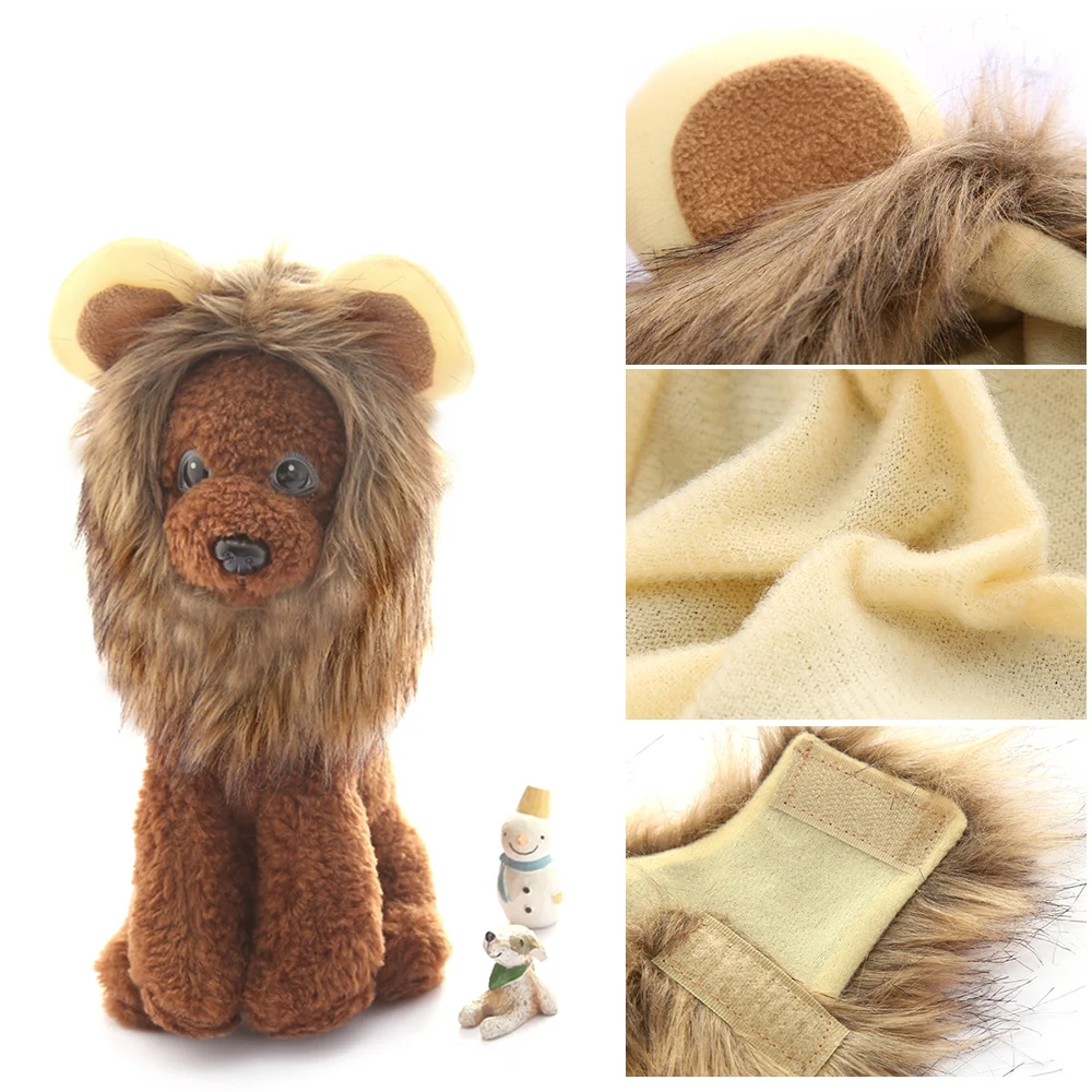 Шапки для кошек щенков собак имитация Львиной шерсти гривы ушей головных уборов