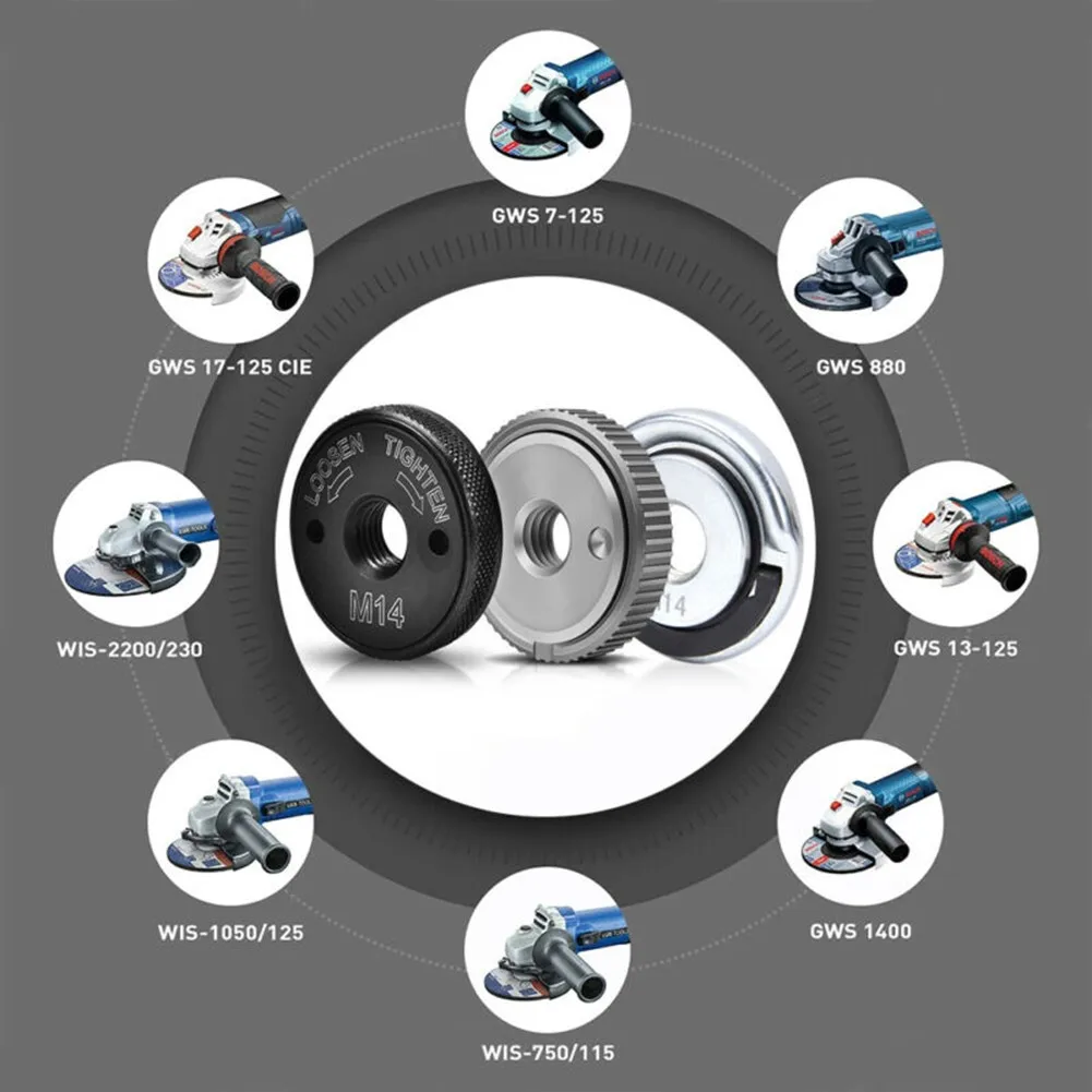 

6pcs Top+Inner Flange Nut 46mm Professional Quick Release Nut M14 Screw For Bosch Metabo Angle Grinder Tools Accessories