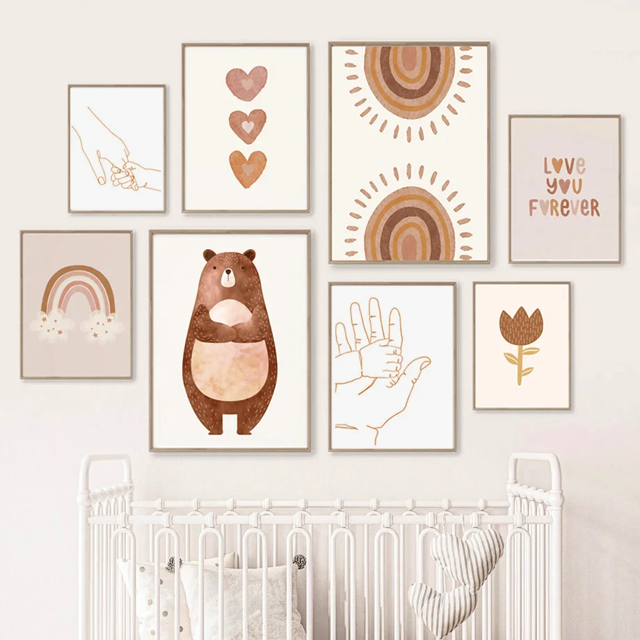 

Abstract Llamas Sun Rainbow Heart Bear Boho Nursery Wall Art Canvas Painting Posters And Prints Wall Pictures For Living Room