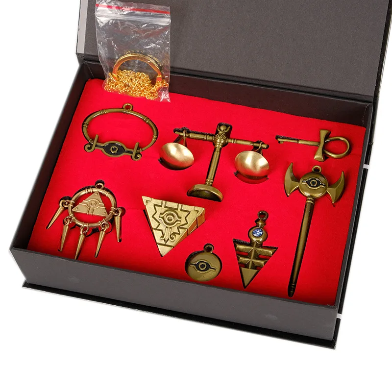 set2 Аниме Yu-Gi-Oh набор для косплея юги Муто фигурки атем реквизит Коллекция ожерелье Подвески, брелоки с цветной коробкой - Цвет: set2