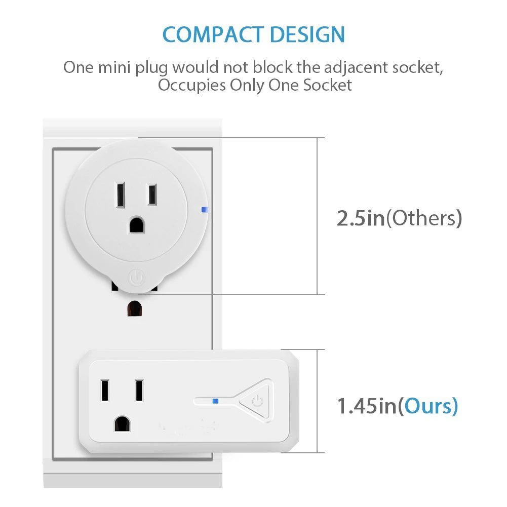 WiFi смарт-Мощность штепсельная вилка американского стандарта электрическая