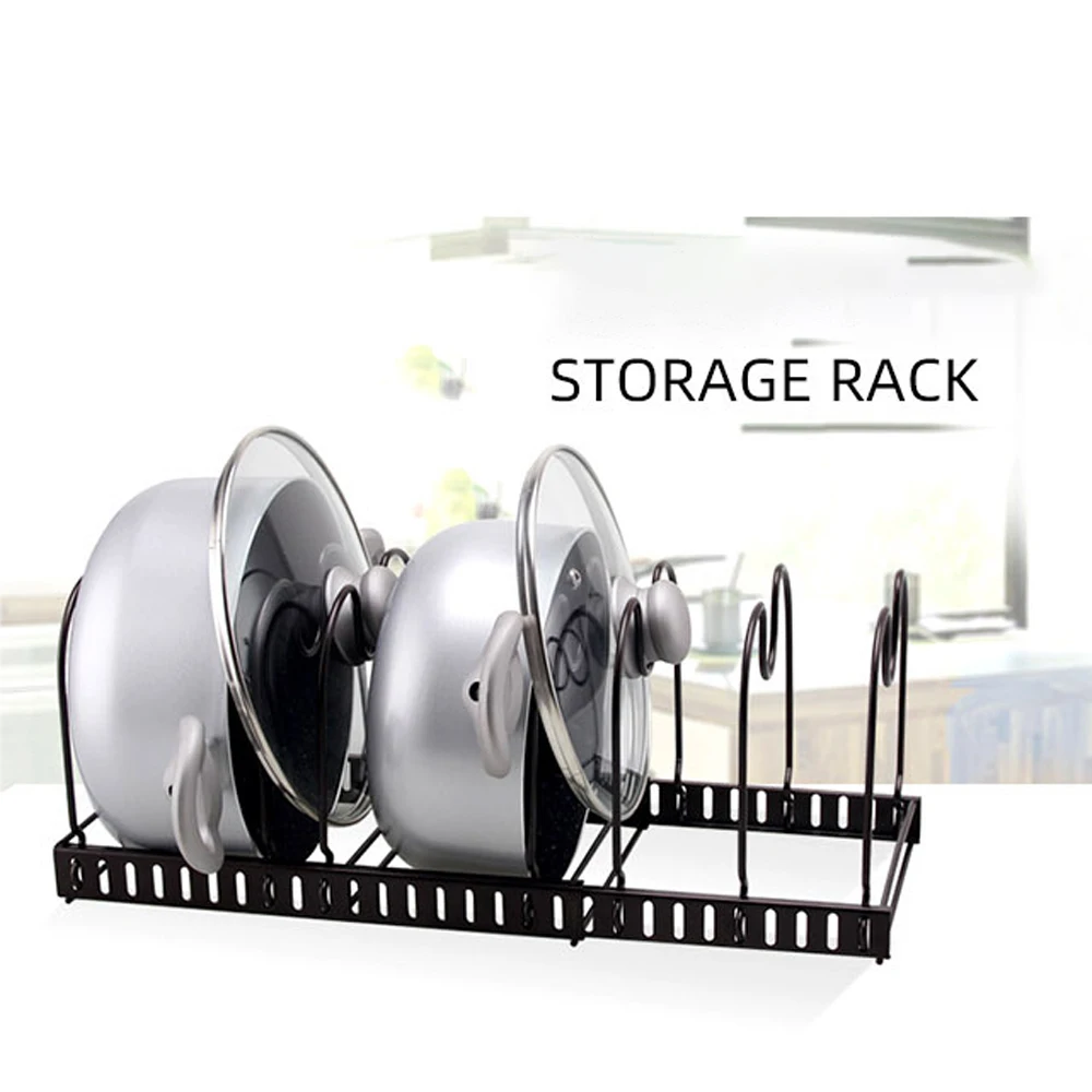 

Lids Cookware Holder Scalable Multilayer Folding Pot Cover Rack Pan Organizer Rack Holds Adjustable For Kitchen Storage Tool