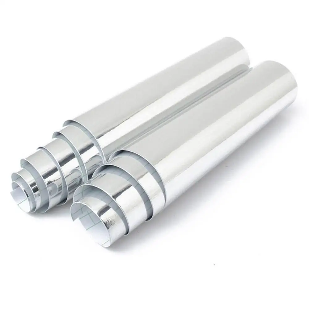 Новинка 152x20 см растягивающаяся Серебристая хромированная безпузырьковая