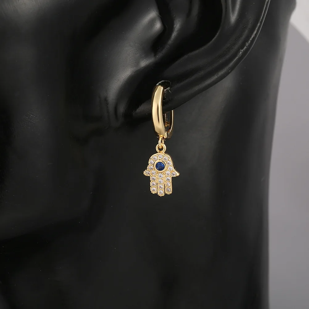 1 пара новые золотые серьги-кольца Хамса с цирконом | Украшения и аксессуары