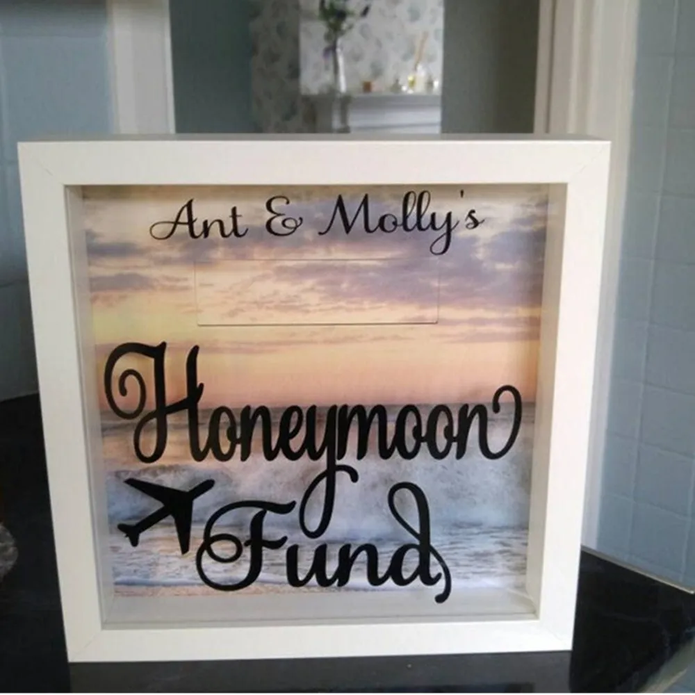 Personalised wedding Present Custom shadow box for tickets Honeymoon Fund Box Money Frame Wedding Gift Engagement | Дом и сад