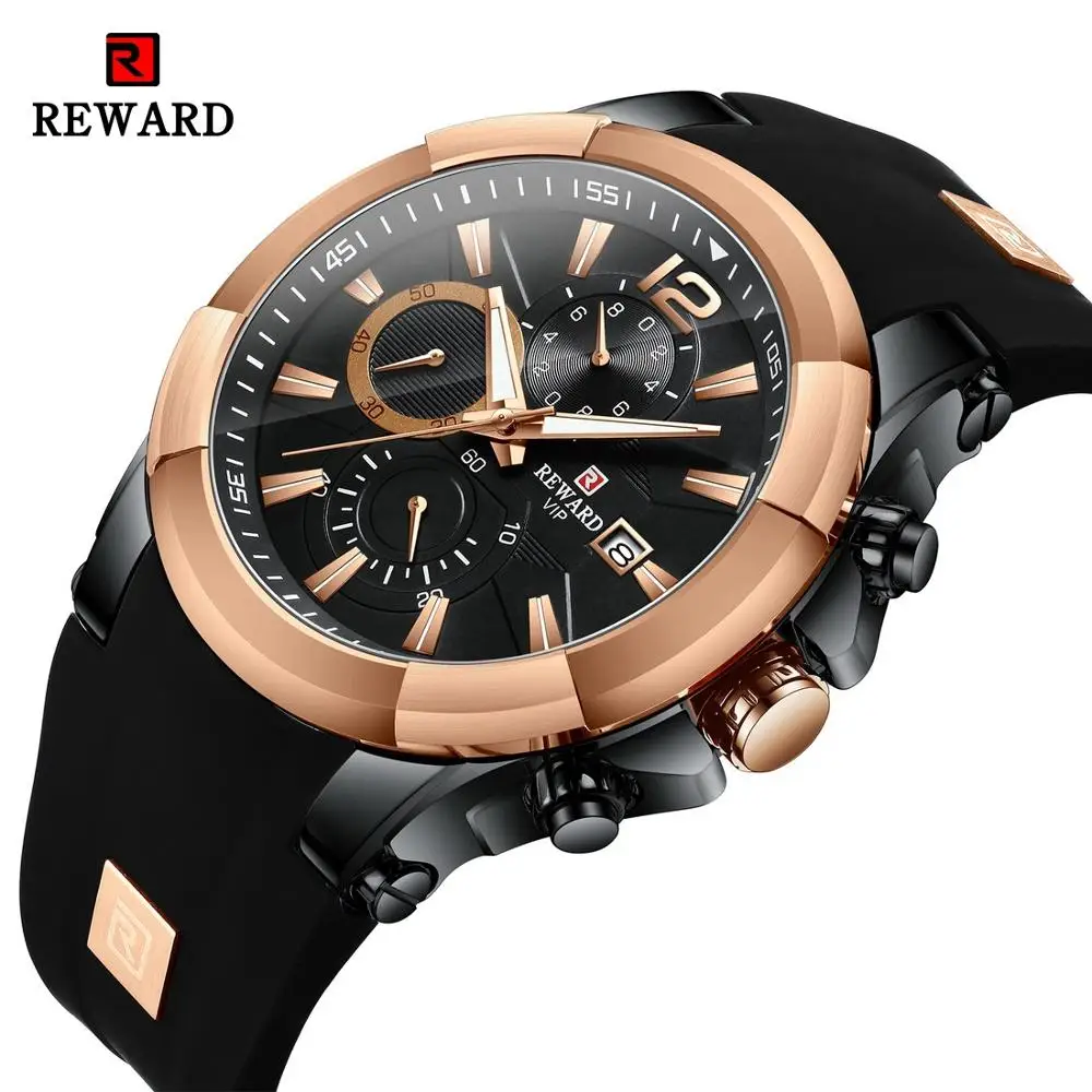 

2020 NEW REWARD Watch Men Big Dial Silicone Waterproof Chronograph Watches Men Sport Casual Fashion Wristwatch Relogio Masculino