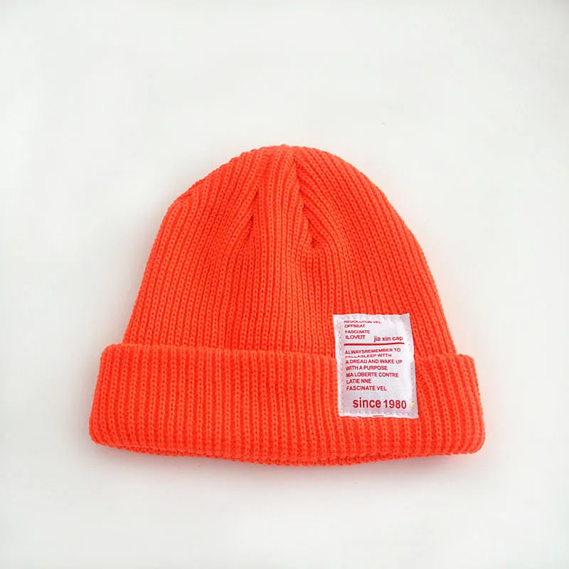 Orange Детские трикотажные Beanie Hat Baby Мальчики Девочки Карамельный цвет головным убором детская осень-зима теплые теплая шапка Мягкие Твердые крышки Muts для От 2 до 8 лет - Цвет: Orange