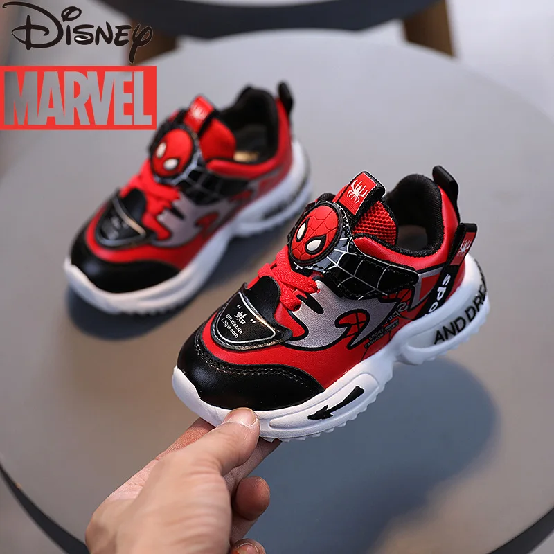 

Marvel children's leather spider-man sneakers 1-6 years old boys non-slip running shoes baby toddler shoes ultra light