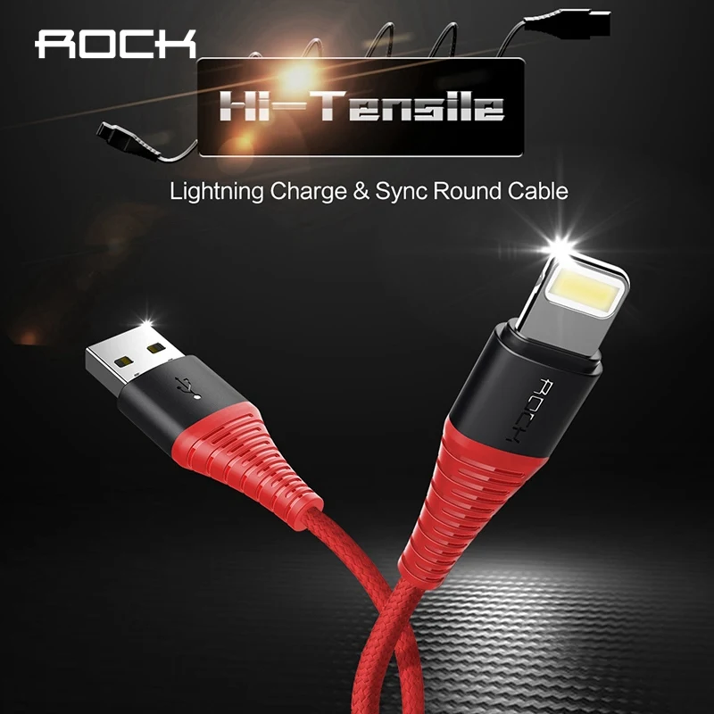 ROCK Зарядное устройство USB кабель для передачи данных iPhone X 8 7 6 plus 5s 2.1A