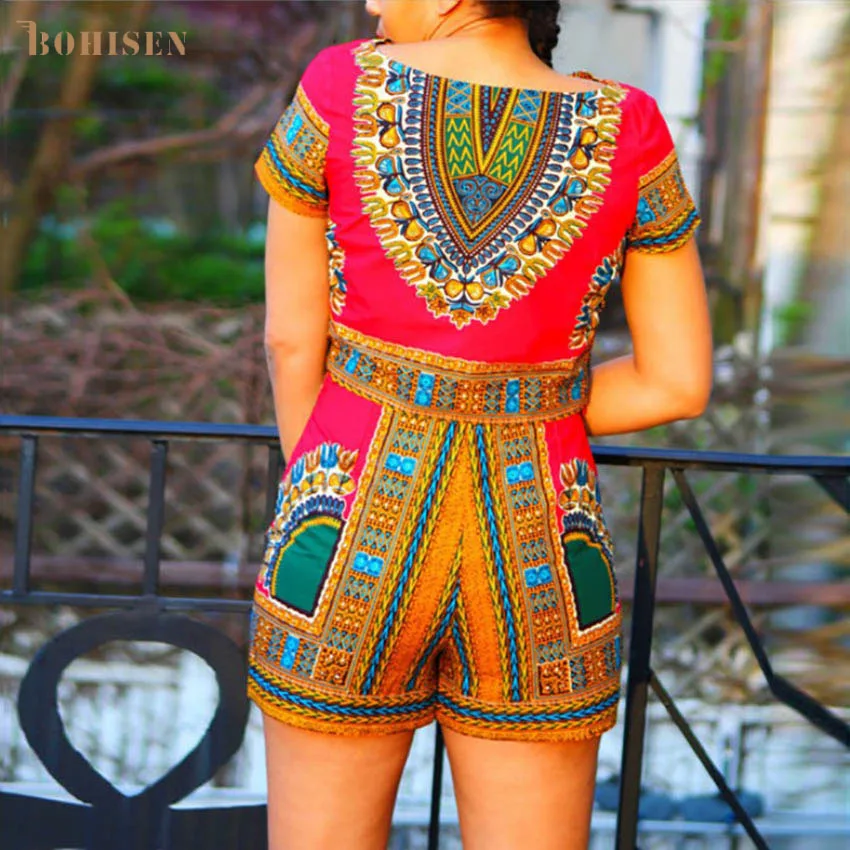 BOHISEN/африканская Женская одежда с принтом Дашики юбка шортами 2 предмета короткий