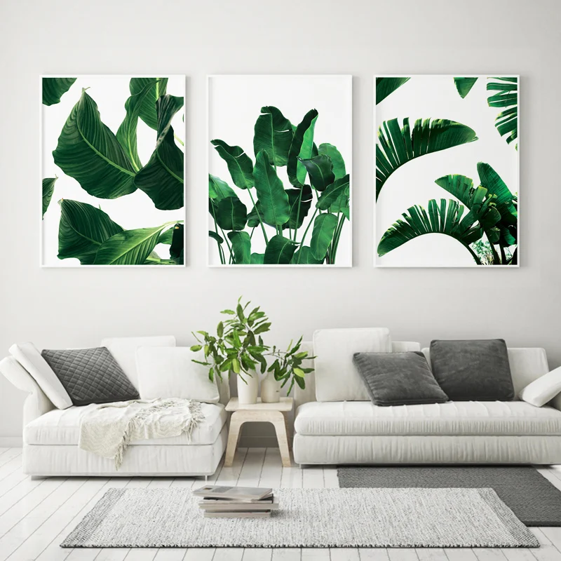 Настенные художественные Декоративные плакаты с принтом зеленых листьев