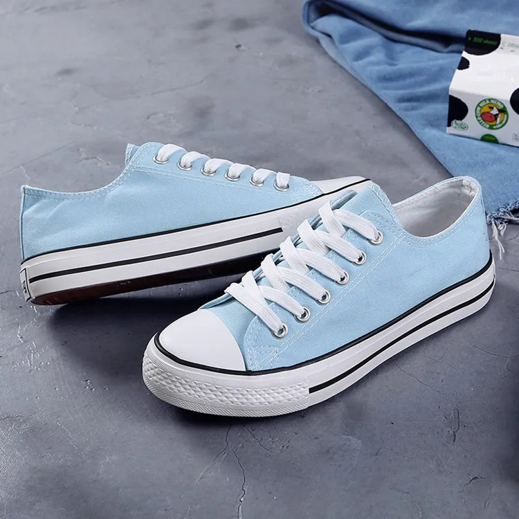 

2021 Spring Autumn New Style Women Vulcanized Solid Shoes Sneakers Ladies Lace-up Casual Shoes Breathable Walking Canvas Shoes