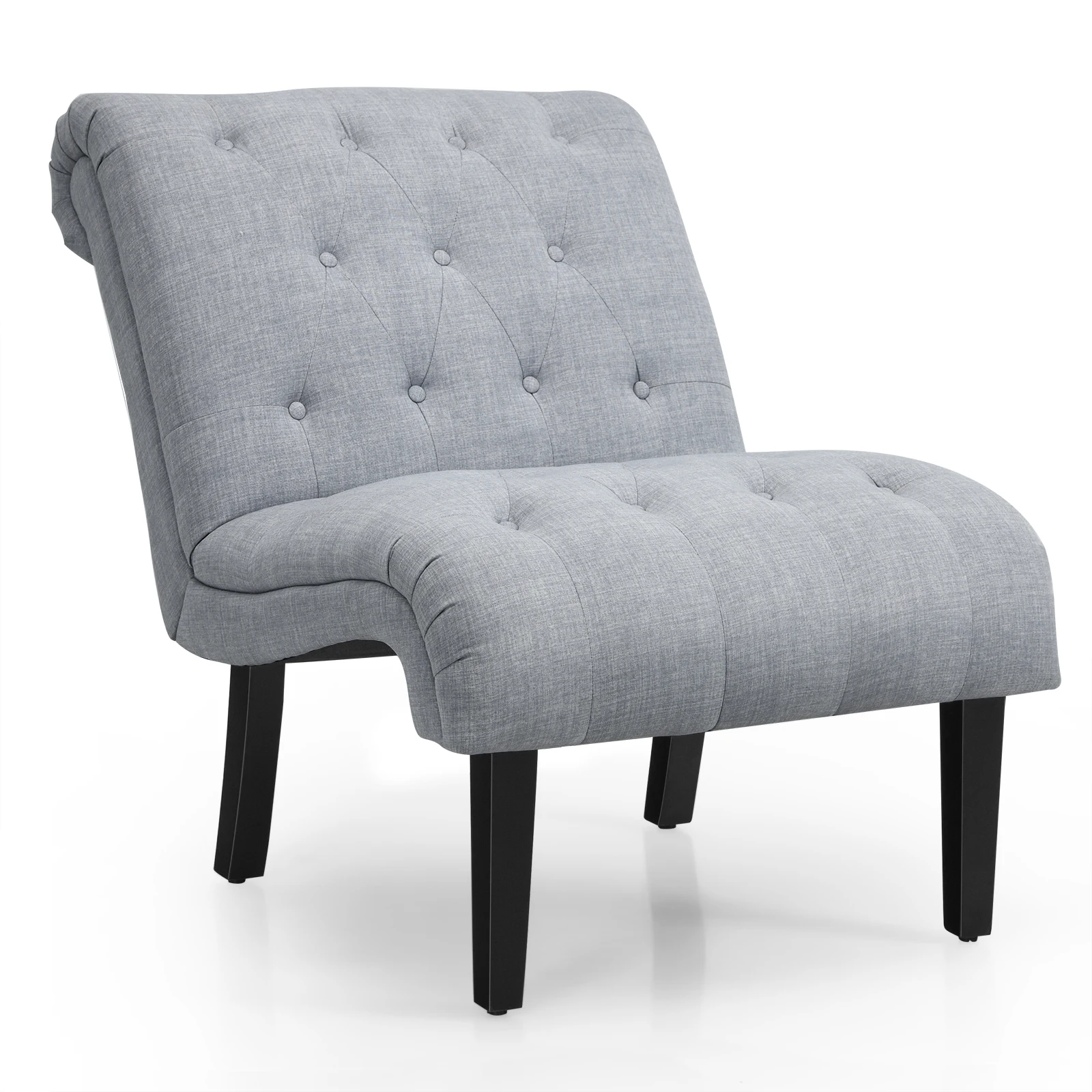 

Giantex Armless Accent Chair Upholstered Tufted Lounge Chair Wood Leg Light Grey HU10004SL