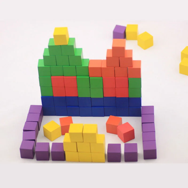 Wooden Toys 100psc Square Color Mathematics Teaching Aid 2cm Kids Baby Enlightenment educational cube Blocks Toy Gifts | Игрушки и хобби