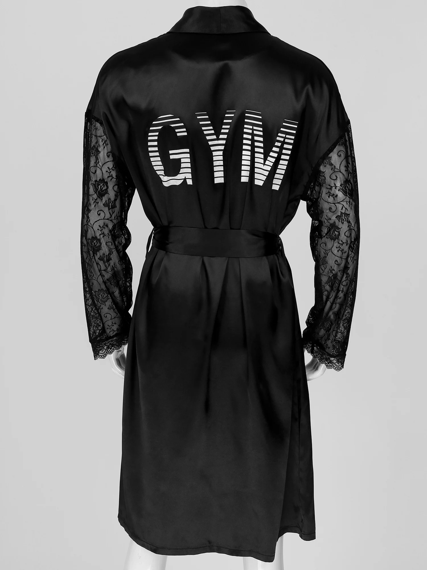 Халат-кимоно Мужской Атласный с цветочным кружевом Шелковый банный халат