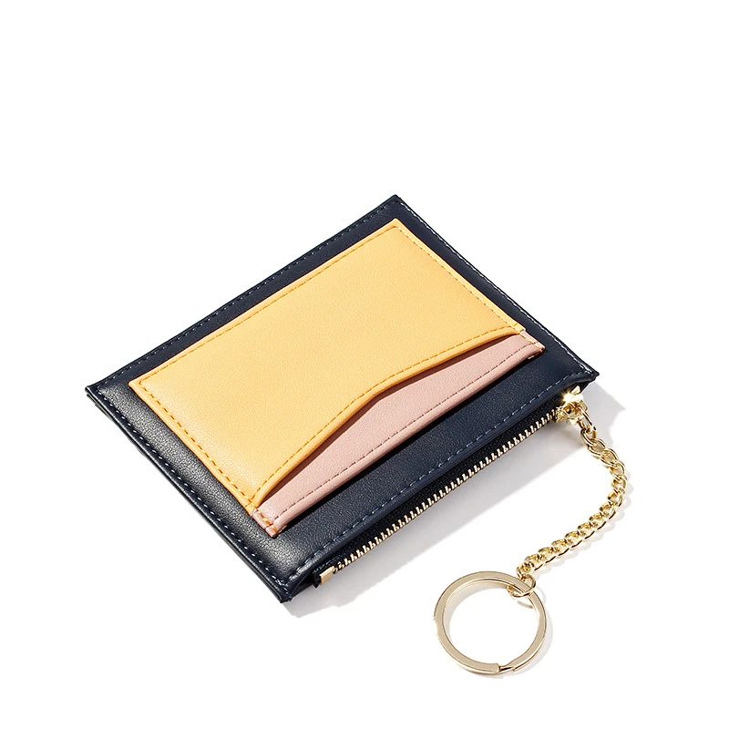 Fashion Slim Keychain Card Holder Women Leather Bag Small Card Wallets Female Organizer Credit Card Case Zipper Coin Purse Bags