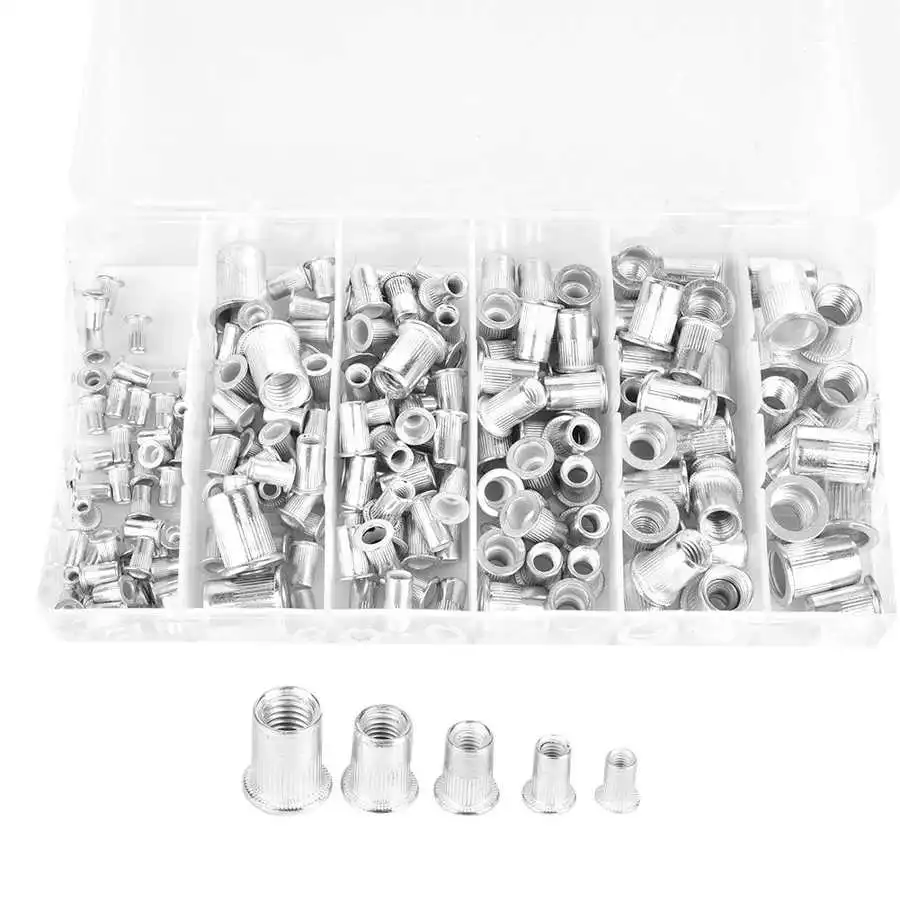 Заклепки гайка 190 шт. заклепки комплект алюминиевые плоские резьбовые крепления