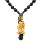 Pixiu ожерелье с подвеской символ богатства и удачи ожерелье с подвеской китайский фэн-шуй вера обсидиан каменные бусины ожерелье s