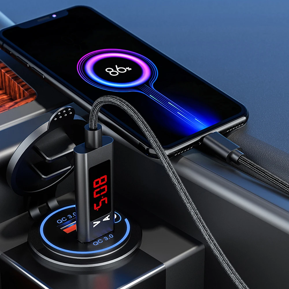 

car Cigarette Lighter 12V/24V 36W QC 3.0 2 USB Charger Socket Touch Switch Waterproof Universal Car Truck Charging Socker LED