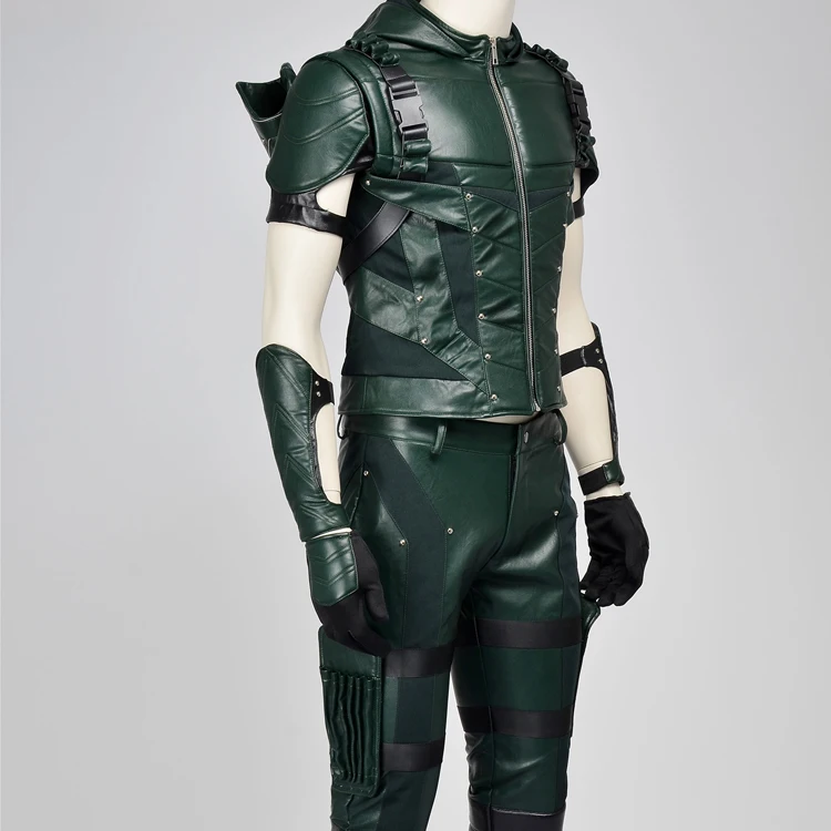 Зеленая Стрела сезон 4 Карнавальный костюм супергероя Оливера королевы кожаный