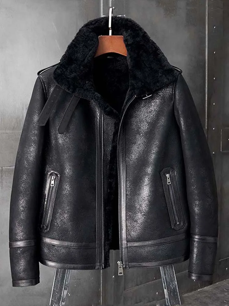 Denny &amp Dora новая мужская дубленка B3 черная кожаная куртка зимняя верхняя одежда