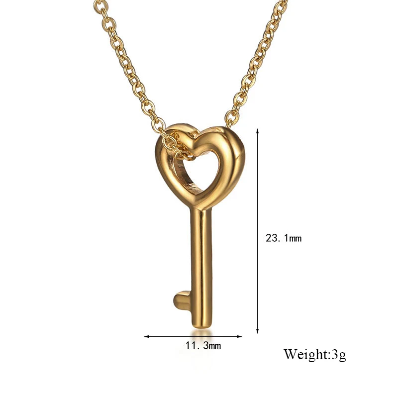 

Personalized Key Love Pendant Necklace Fashion Metal Titanium Steel For Women Wedding Accessories Engagement Gift