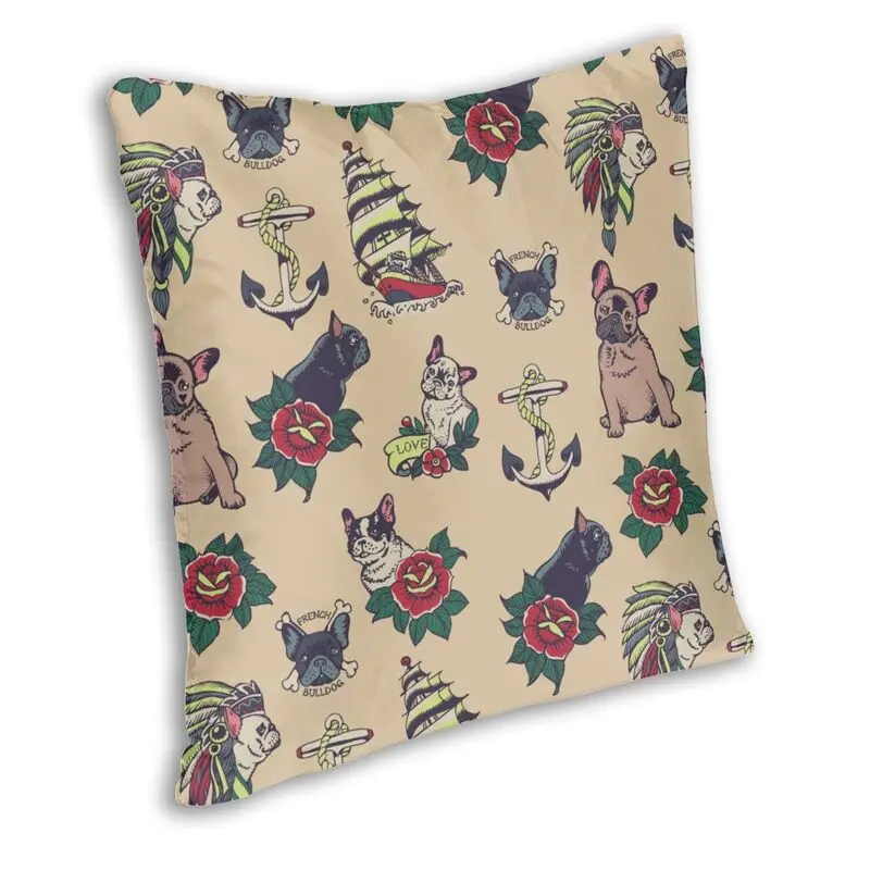Симпатичная наволочка с татуировкой в виде французского бульдога двухсторонняя