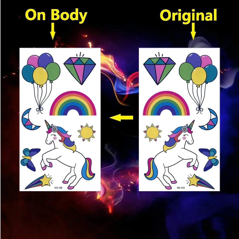 Конский единорог татуировки наклейки для женщин тело рука луна Временные