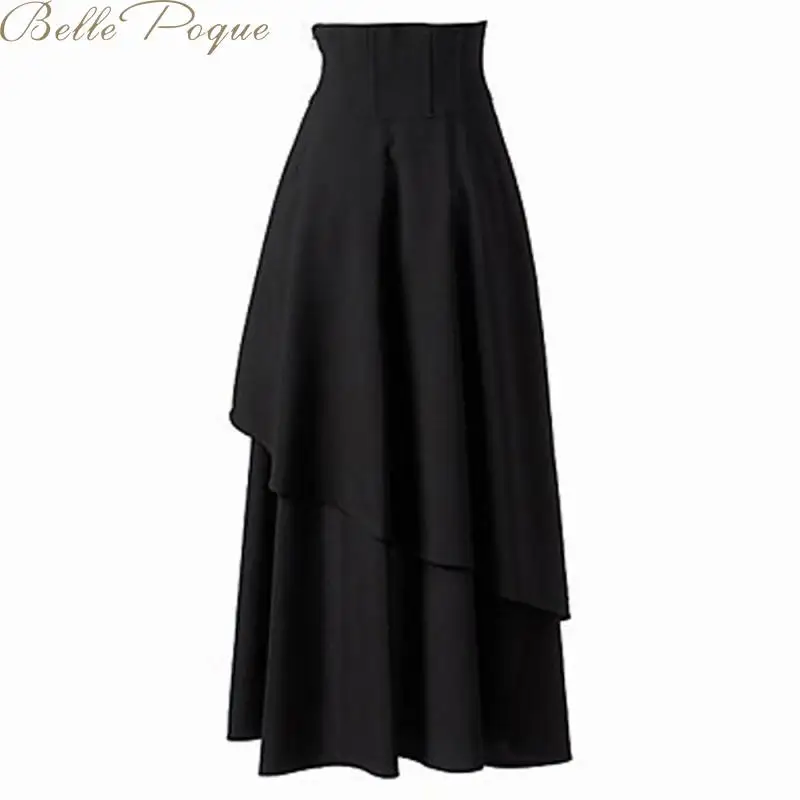 Belle Poque стимпанк необычные женские юбки высокая талия одноцветная юбка женская