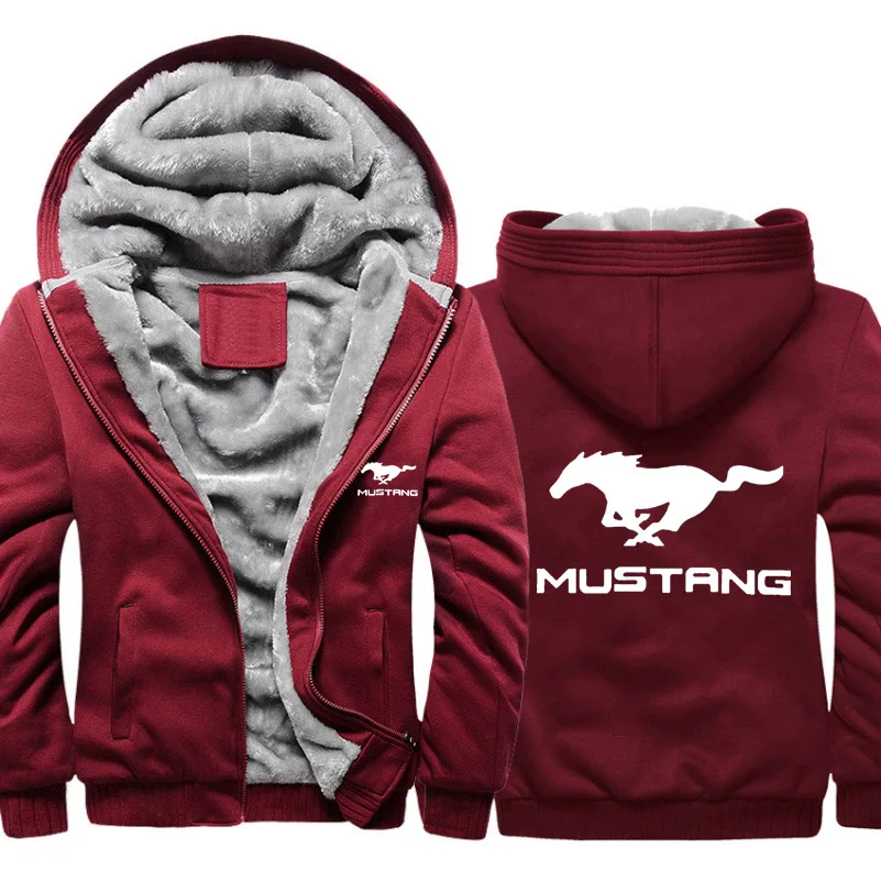 

Hoodies Men Mustang Car Logo Jacket Mens Hoodies Winter Thicken Warm Fleece cotton Zipper Camouflage Raglan Mens Coat Jacket
