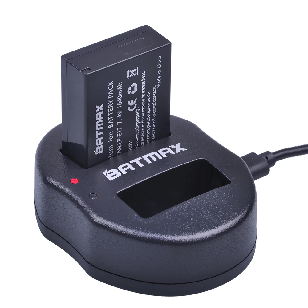 Двойное зарядное устройство Batmax 1 Pc LP-E17 LP E17 LPE17 USB для камеры Canon EOS Rebel T6i 750D T6s 760D M3