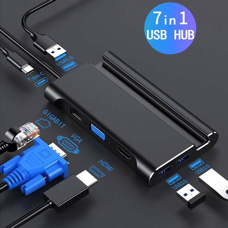 USB C док-станция для ноутбука USB 3,0 HDMI RJ45 Gigabit PD Fealushon для MacBook samsung Galaxy S9/S8/S8+ type C usb-хаб
