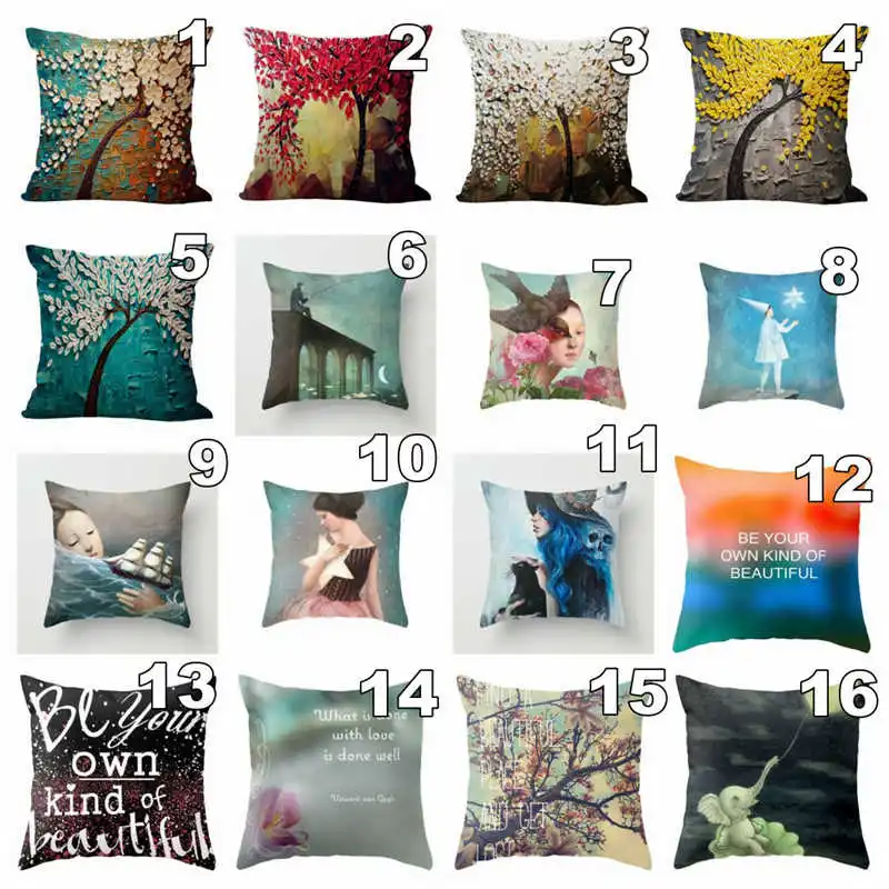 Красивая хлопковая льняная квадратная наволочка с буквенным принтом для девочек