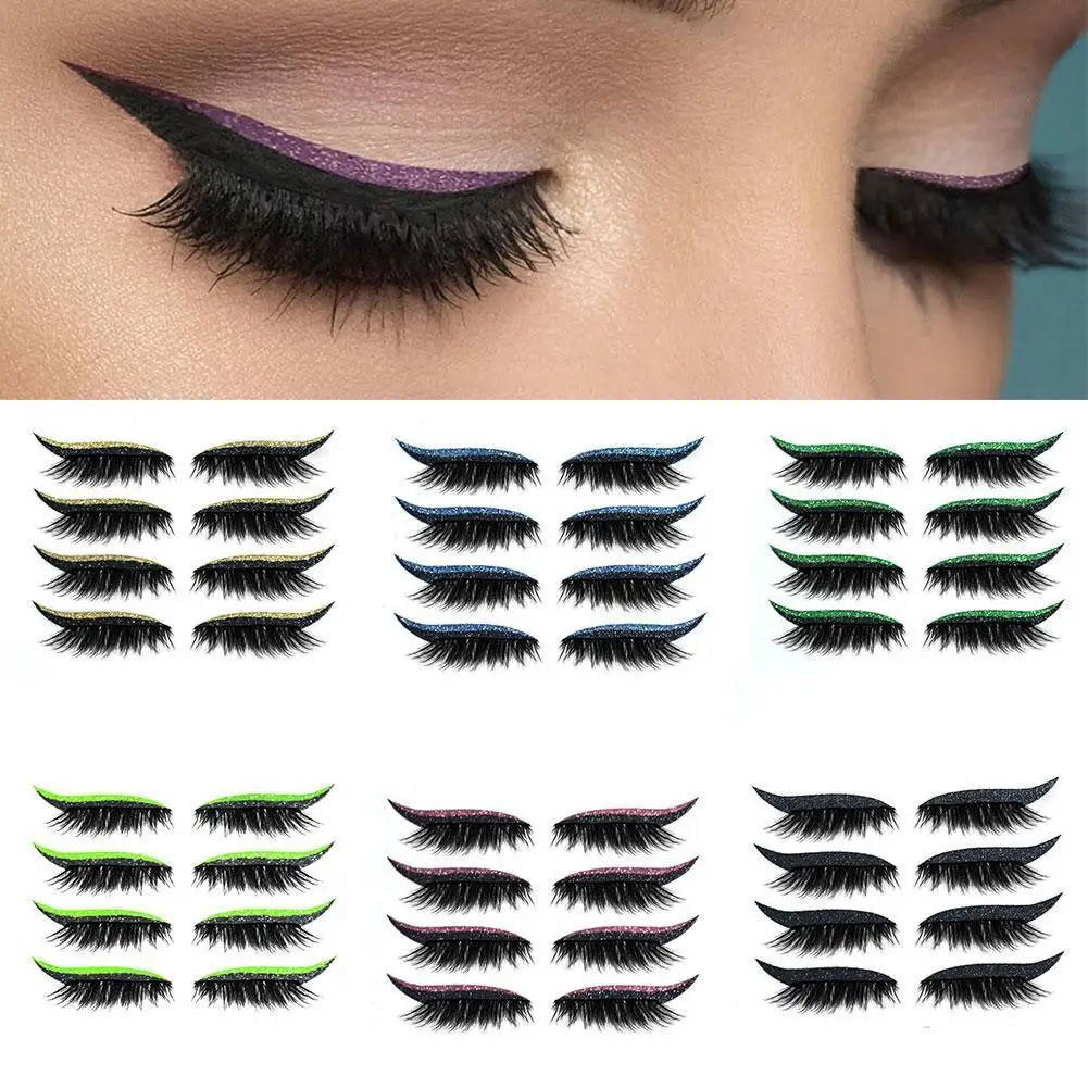 

4 Pairs Cat Eye Makeup Black Stripe Eyeliner Double Eyelid Tape Temporary Black Eyeliner Tattoo Sticker Make Up Tools