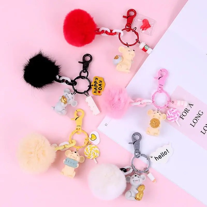 1 шт. Новый 2020 год талисман богатая мышь брелок Плюшевая Кукла меховой шар сумка