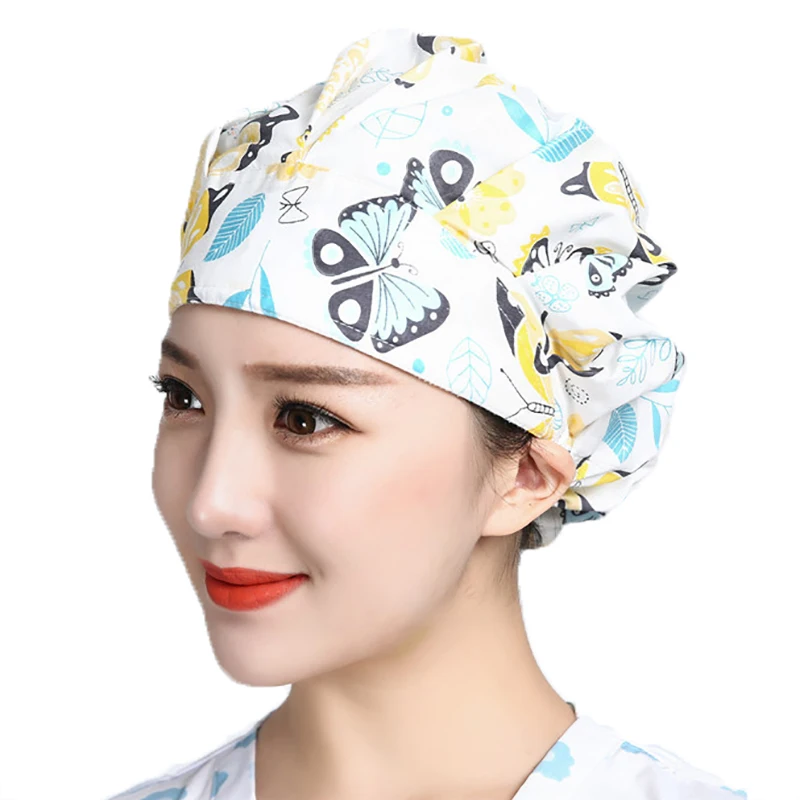 Хлопковые дышащие шапки регулируемые с принтом пылезащитные моющиеся |