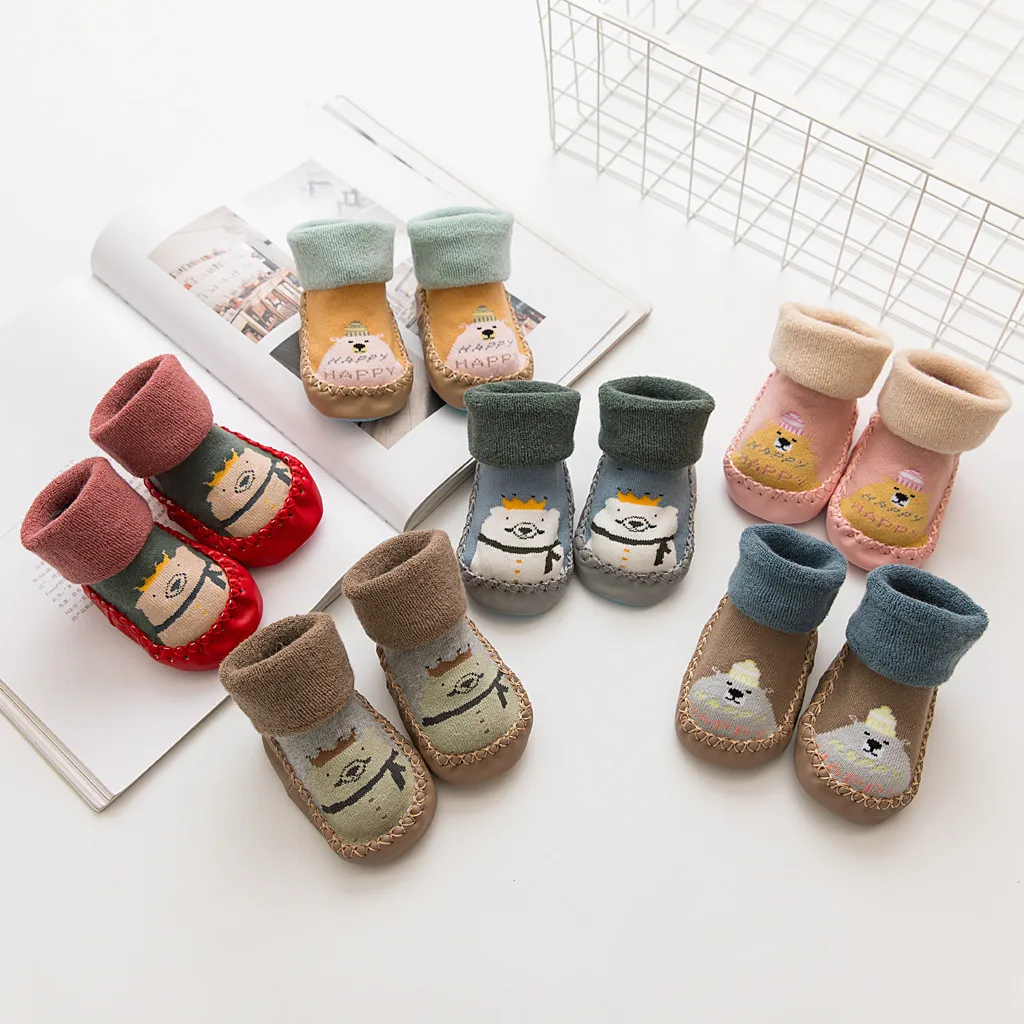 Зимние носки для малышей носки для мальчиков и девочек chaussette enfant, хлопковые детские гетры, детские носки-тапочки нескользящие носки для малышей