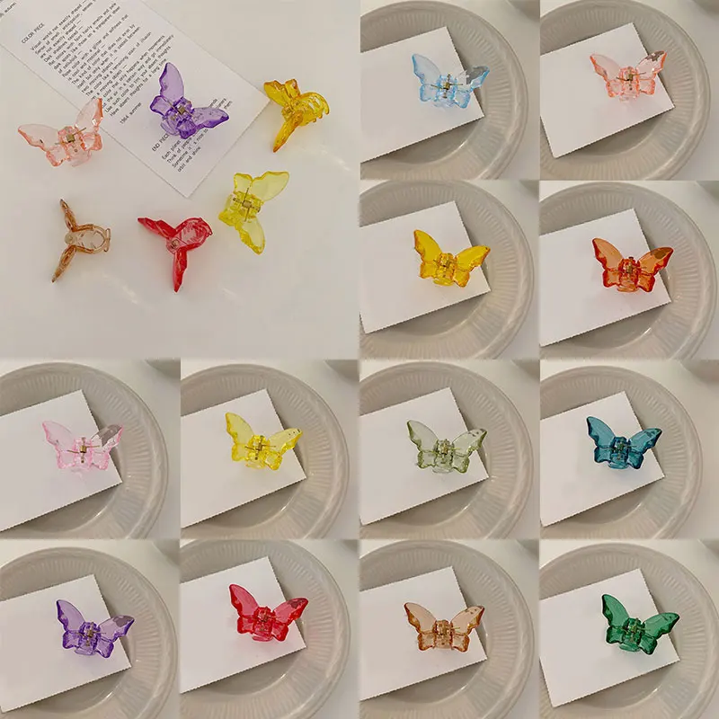 

Cute Mini Hair Claws Transparent Colorful Acrylic Hairpins Small Butterfly Crab Bath Hair Clip Women Girls Hair Accessories
