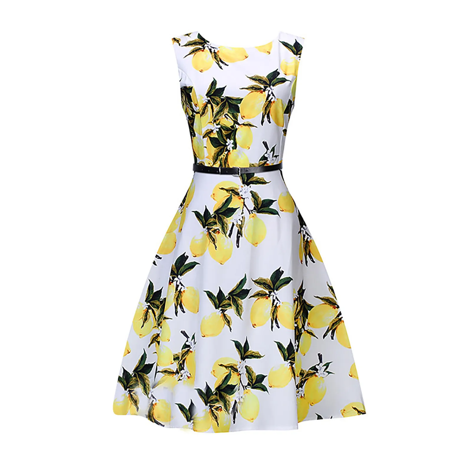 Женское платье в стиле ретро элегантное Привлекательное с принтом лимона и